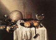 BOELEMA DE STOMME, Maerten Still-Life with a Bearded Man Crock and a Nautilus Shell Cup Spain oil painting reproduction
